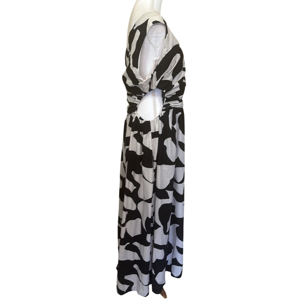 Abercrombie & Fitch Fiore One Shoulder Maxi Dress, black/cream, large, cutout - Picture 2 of 10